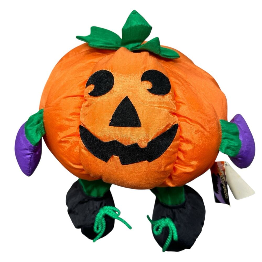 Gibson Pumpkin Jack O'Lantern Plush Patch Pals 1996 Parachute Paper Tag